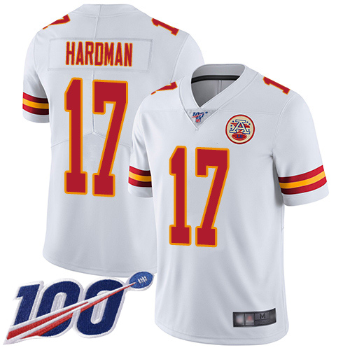 Men Kansas City Chiefs #17 Hardman Mecole White Vapor Untouchable Limited Player 100th Season Football Nike NFL Jersey->kansas city chiefs->NFL Jersey